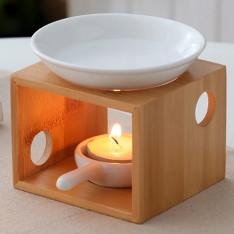 Ароматерапия из свечек печь бамбуковая курильница Спящая домашняя романтическая масляная подсвечник лампа для спальни красота аромат