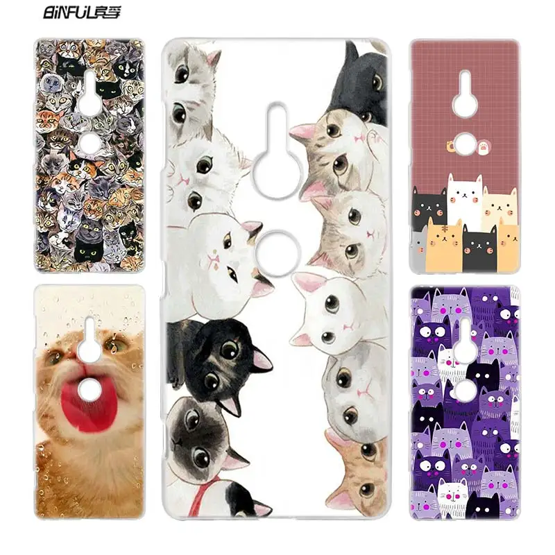 

BiNFUL Lovable cat licking fish for Sony Xperia XA1 Plus XA2 XZ2 COMPACT XZ1 M4 Aqua XA XA1 XZ E5 Z1 Z2 Hard Clear Case Cover