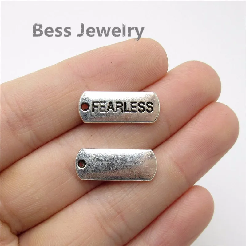 

36pcs(21*8mm) Antique Silver fearless print Charm fit for pandora style Bracelets Necklace DIY Metal Pendant Jewelry Making