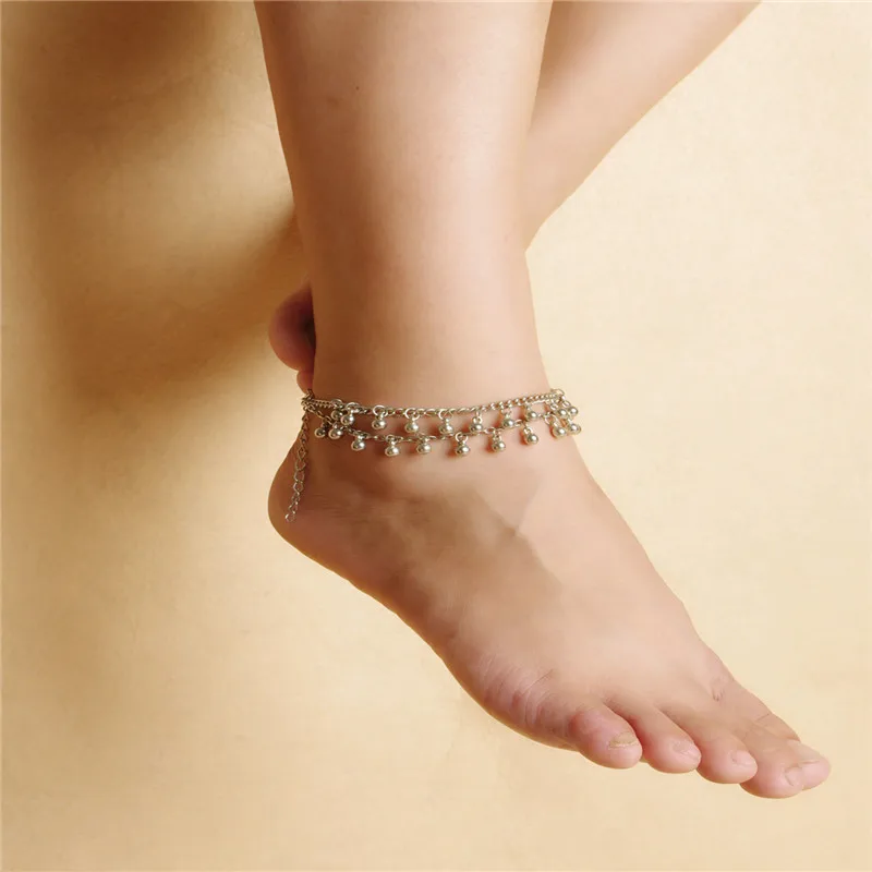 

Women Summer Foot Jewelry Vintage Sexy Gold Gypsy Yuga Metal Beaded Beach Anklet Designs Feet Bracelet Girls 1PC