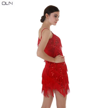

Latin dance sequined tassel dress sling Latin dance dress costume adult female