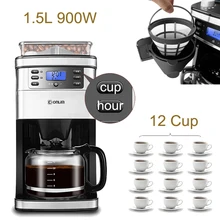 C, StainlessSteel Автоматическая капельная кофемашина 1.5L900W американская Кофеварка кофейные зерна и порошок двойного использования/Автоматическое отключение питания