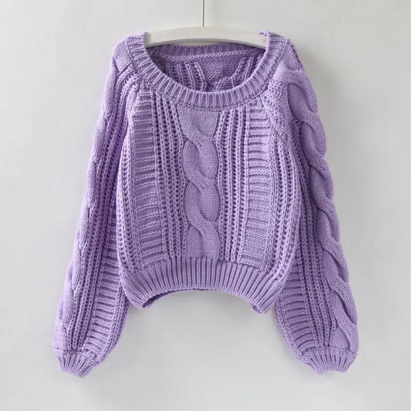 

Sweaters women 2018 autumn winter lantern sleeve loose short women sweaters female clothes twist soft casual pullovers sweater