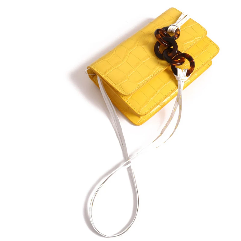 

Fashion Genuine Leather Bags For Women 2019 New Resin Chain High Quality Ladies Messenger Bag Summer Candy Shoulder Bags Bolsas