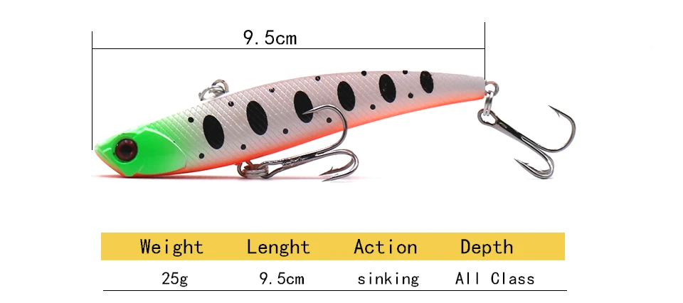 HISTOLURE VIB 95mm25g Тонущая рыболовная приманка с вибрацией жесткая пластиковая искусственная VIB зимняя ледяная приманка для щуки снасти