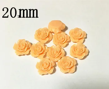 

20mm 100pcs/lot peach color resin rose flower (back perforation) for chunky beads necklace jewelry making