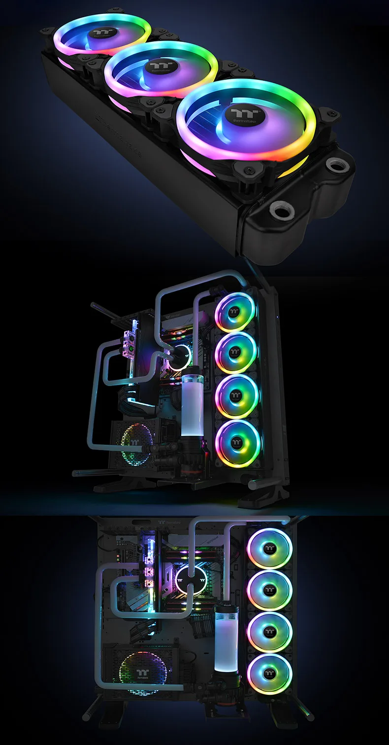 Tt(Thermaltake) Riing Trio 12 светодиодный RGB вентилятор шасси(16,8 миллионов цветов/цифровой блок управления/Голосовое управление/синхронизация цвета