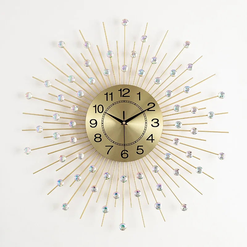 Скандинавские минималистичные креативные металлические стразы настенные часы современный дом гостиная немой часы модные декоративные кварцевые часы - Цвет: 6060CM