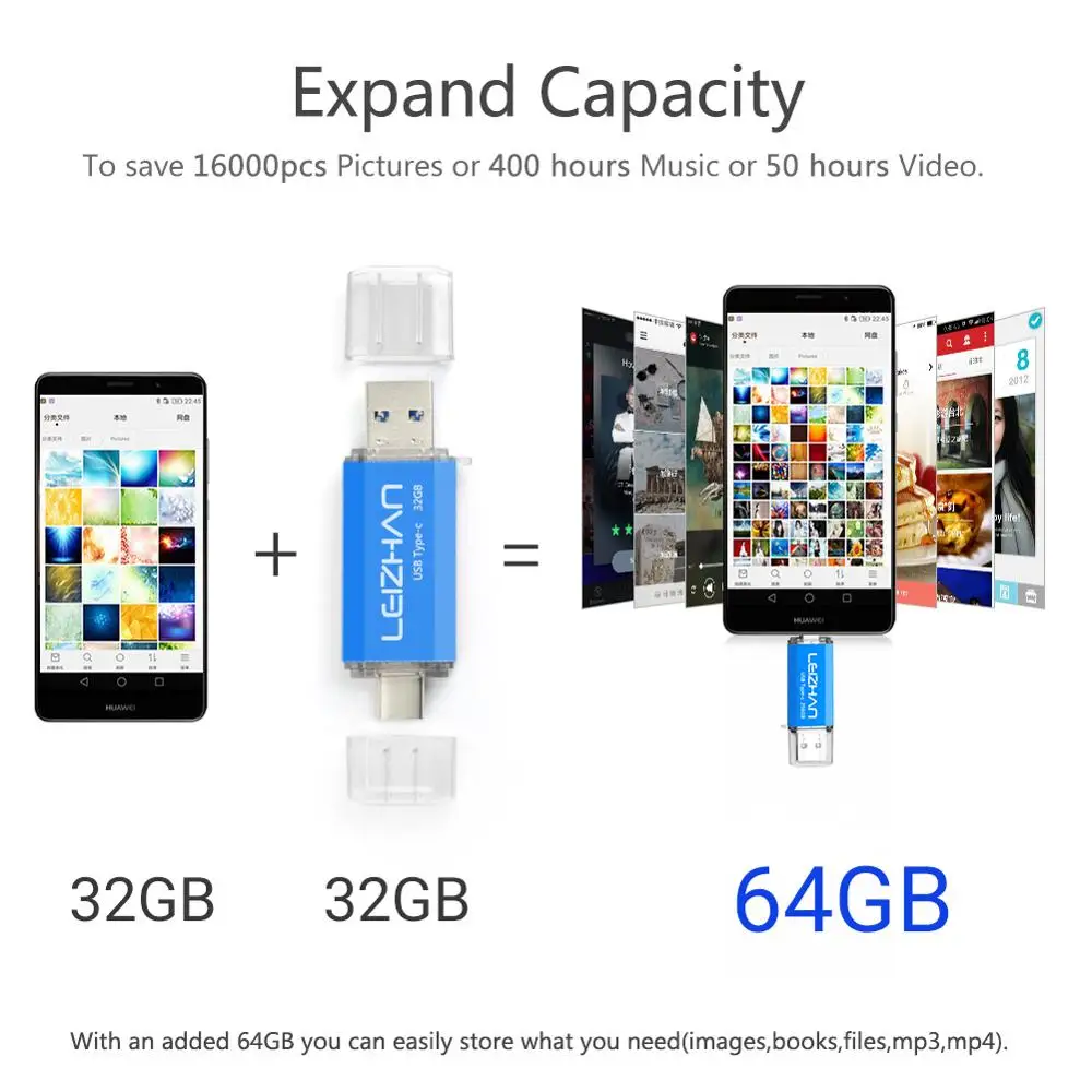 Leizhan OTG USB флэш накопитель type C Флешка 3 0 256 ГБ 128 Гб 64 32 16 для huawei P30 P20 samsung S10 S9 S8|USB