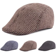 Мужская винтажная полосатая Кепка для гольфа, Повседневная теплая Кепка, берет газетчика, новинка HATCS0307