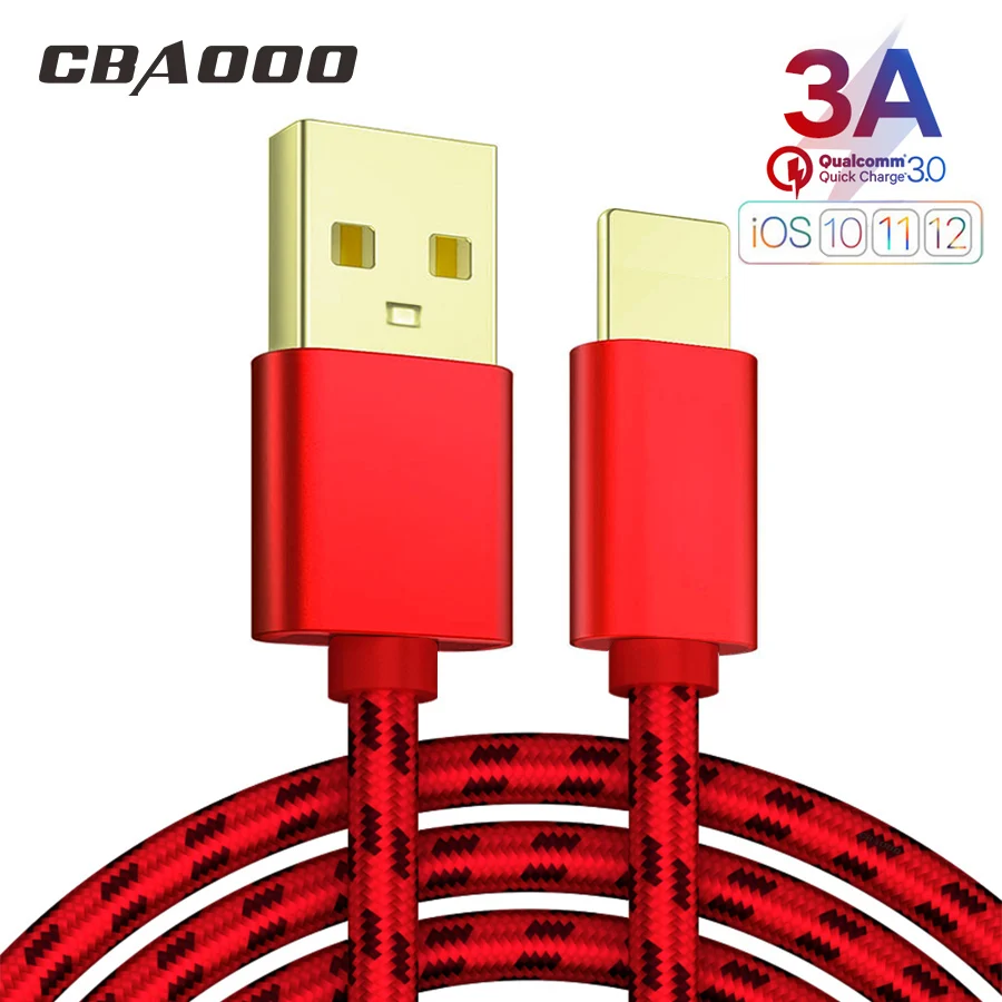 

2PCS 3A 3M USB Cable For iPhone XS Max XR X 8 7 6 6s Plus 5 5S SE iPad Pro Fast Charging Charger Data Cord Mobile Phone Cables