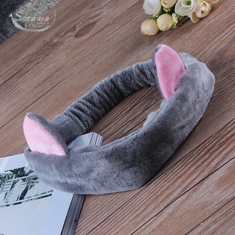 5Pcs/Bag Cute Elastic Cat Ears Headbands for Women Girls Makeup Face