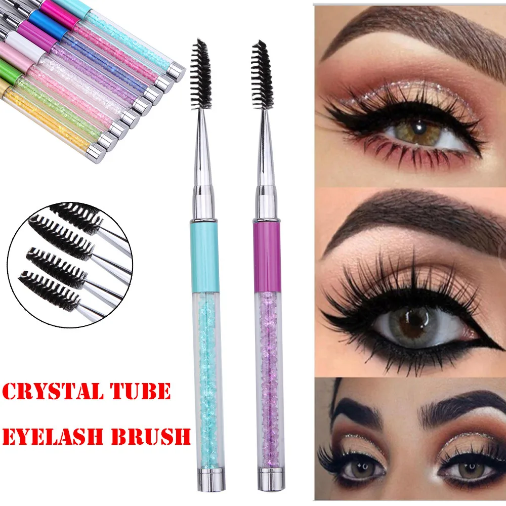 

Makeup Eyelash Eyebrow Mascara Extension Comb Pen Brush Spiral Wand Metal Rhinestones Handle Applicator Tools Cosmetic Beauty #2