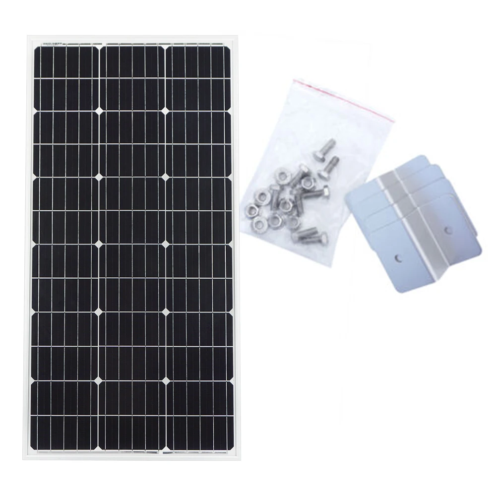 

ECOworthy 100W mono Solar power panel system : 100w 18V monocrystalline panel with 4pcs Z brackets for 12V battery soalr charger