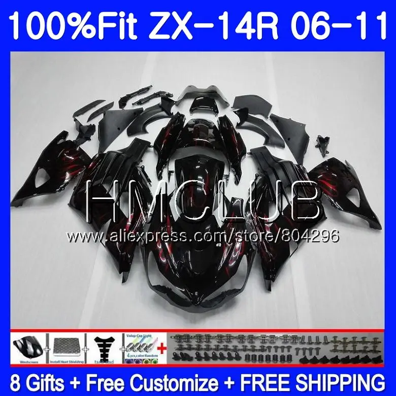

Injection For KAWASAKI NINJA ZX 14R ZX14R 06 07 08 09 10 49HM.20 ZZR1400 ZX-14R 2006 2007 2008 2009 2010 Fairings Red flames