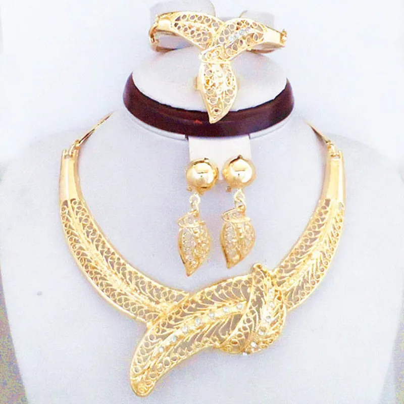 Big Gold Color Fashion Jewelry Set Women Costume Luxury Jewelry Sets