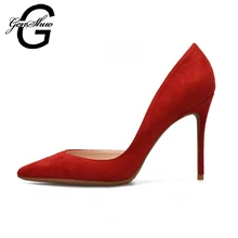 GENSHUO-chaussures à talons hauts pour femmes, escarpins à fermeture éclair, noirs et rouges, Nude, chaussures de soirée de mariage, petites tailles 32 Plus 44 45 46