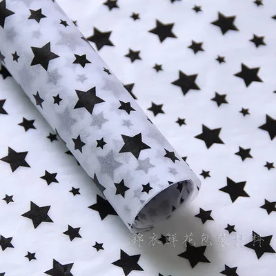 20 шт золотой серебряный узор тканевая бумага 50*70 см Крафт Креп-бумага Цветочная упаковочная смазанная бумага для украшения подарочных упаковок праздничный - Цвет: star black