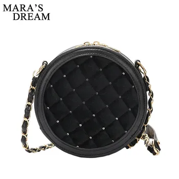 

Mara's Dream Round Handbag Totes Velour PU leather Circular Women Rivet New Handbags Diamond Lattice Shoulder Crossbody Bags