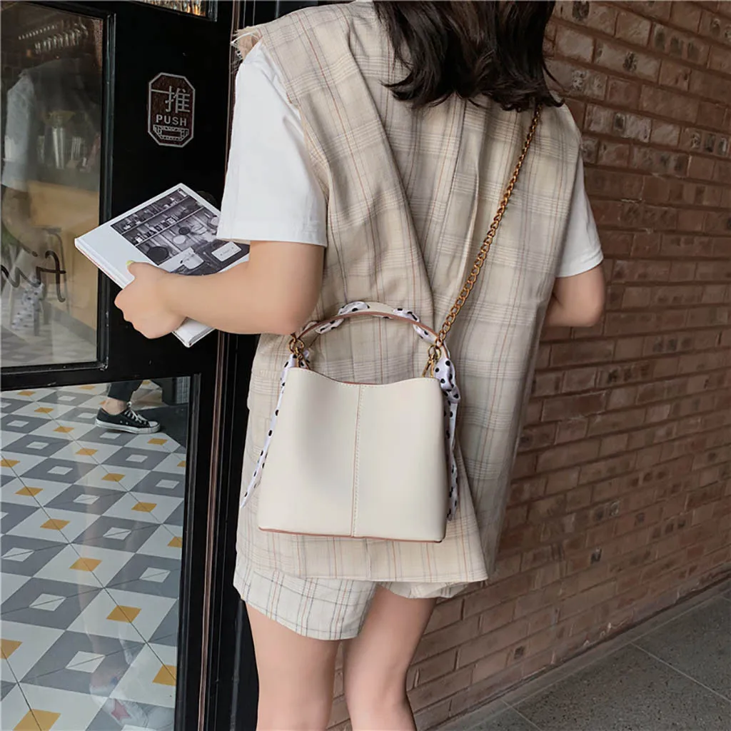 

New Women's Bag Wild Messenger Bag Shoulder Fashion Scarf Portable Bucket Bag High Capacity Bag Travel