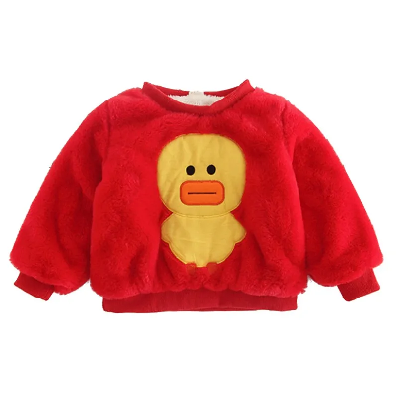 Хлопковый свитер с круглым вырезом и рисунком для малышей теплые свитера с круглым вырезом и принтом на холодную зиму - Цвет: red