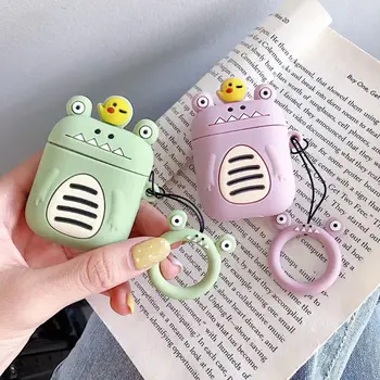 

Fashion Dinosaur Pattern Soft Silicone Protective Cover Shockproof Case Skin Shell with Lanyard for Airpods 1/2 Charging Box