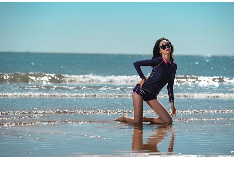 Женский спортивный купальник с пуш-ап, новейший сексуальный костюм из 3 предметов с длинными рукавами, костюмы для серфинга, высокое качество, летние купальники рашгарды