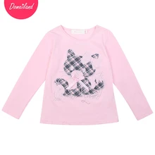 2017 nouveau printemps marque De Mode domeiland mignon Bébé Fille Vêtements À Manches Longues Hauts arc Strass chat T-Shirts Coton vêtements