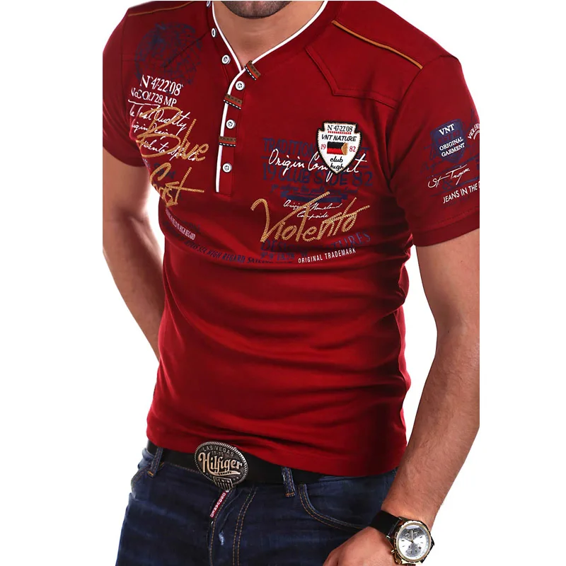 

ZAGGA 2019 Hot Men's New Brand Personality Shirt Short Sleeve Shirt Men Tees Men's Shirts Casual Slim Fit V-Neck Men Tops