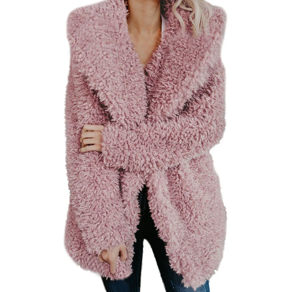 Модная женская куртка зимняя теплая толстовка шерстяная свободная длинная размера плюс женская 3,25