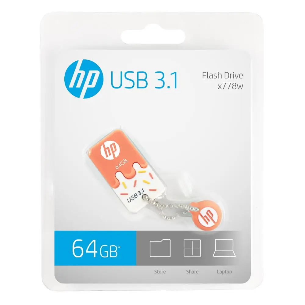 Оригинальное новое поступление hp USB флеш-накопитель 32 Гб 64 Гб 128 ГБ USB3.1 карта памяти оранжевый силиконовый флеш-накопитель плюс DJ OTG адаптер