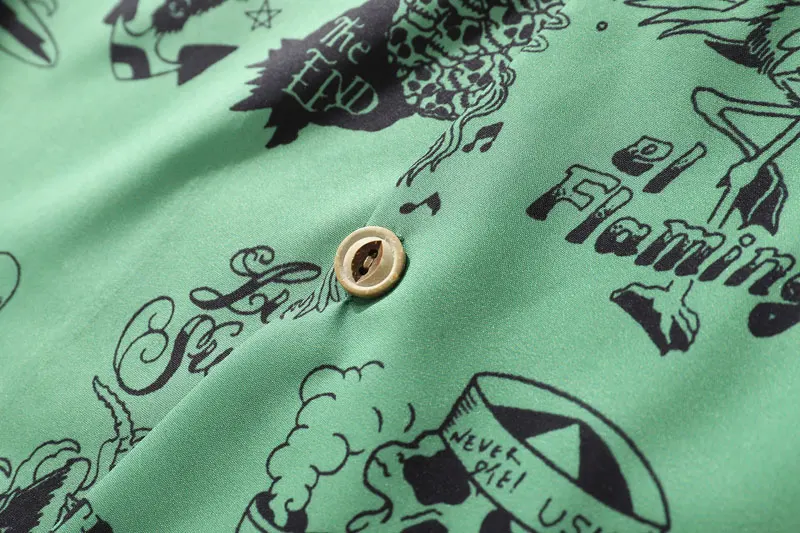 Graffiti Flamingo Palm Tree Pineapple Skull Print Shirts 4