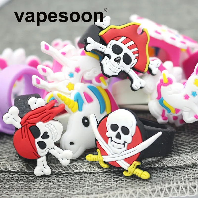 

2pcs colorful Ecig Vape Band silicone Ring Vape Ring fit diameter 18-28mm vape Kit random unique pattern vapeband