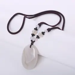 Натуральный камень Цепочки и ожерелья белый нефрит опал капли воды ожерелье с подвеской-каплей Для женщин лассо бусины, завязанный в