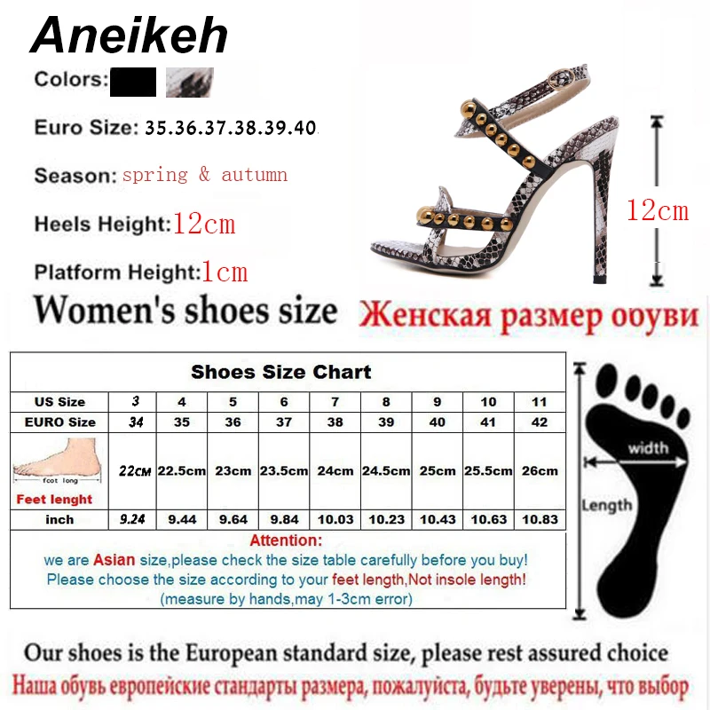 Aneikeh/; туфли-лодочки; модные босоножки на высоком каблуке с открытым носком; пикантные босоножки на тонком каблуке с ремешком на щиколотке и заклепками; Летняя женская обувь с ремешком на щиколотке