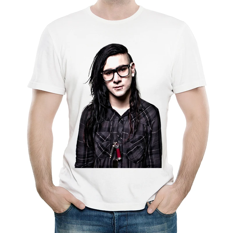 

Skrillex T Shirt White Color Mens Fashion Print Short Sleeve Skrillex Logo T-shirt Tops Tees tshirt Casual T-shirt