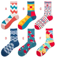 Женские и мужские хлопковые носки в клетку; Разноцветные носки с милым принтом в подарок;# CP 20