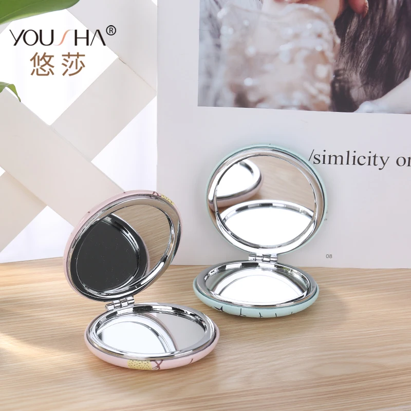 

Portable Pocket Mini Makeup Mirror Ladies Girls Hand Cosmetic Mirror Stainless Fashion Double-Side Folde Compact Mirrors