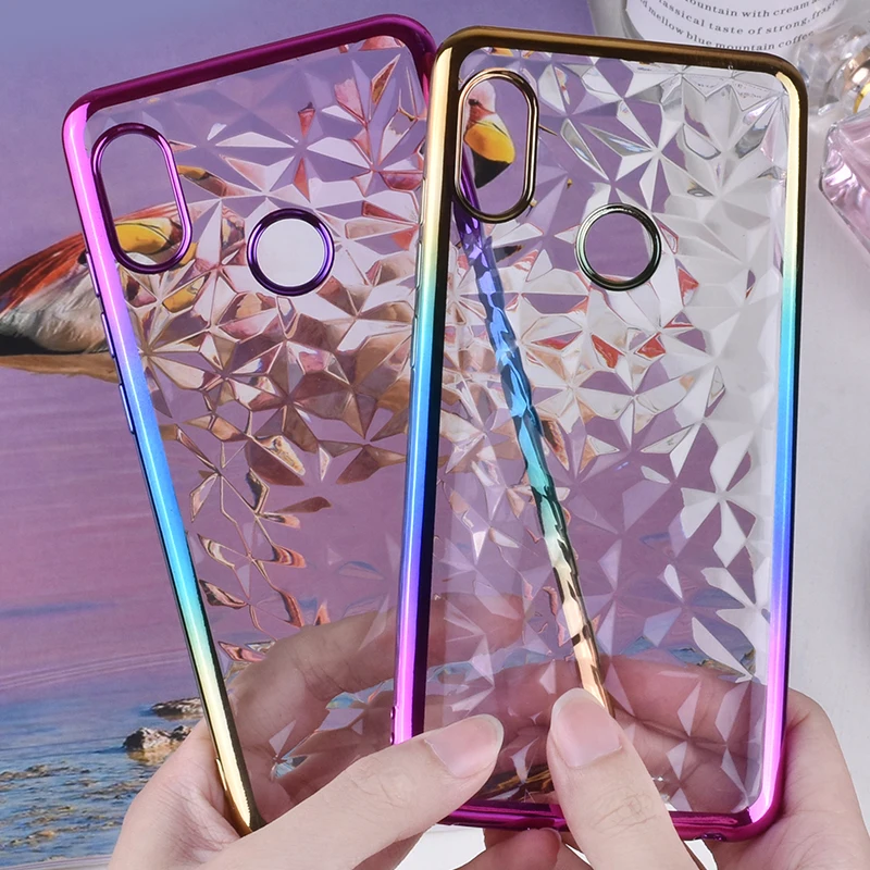 

ProElite for Xiaomi Redmi 6A Note 5 Plus 6 Pro 5A S2 Ripple Diamond Pattern Water Wave Case Gradient Rainbow Color Plating Cover