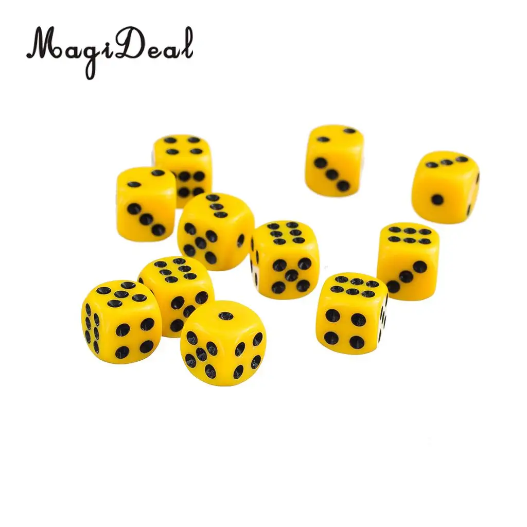 MagiDeal 50x12mm Opaque Acrylic Six Sided Spot Dice D6 for Friends Family Party Club Play D&D RPG TRPG Games Funny Toys 7 Colors