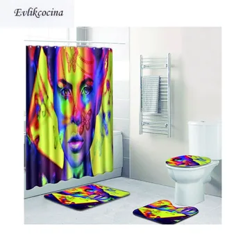 

Free Shipping 4pcs Colored Painted Women Banyo Paspas Bathroom Carpet Toilet Bath Mat Set Tapis Salle De Bain Alfombra Bano