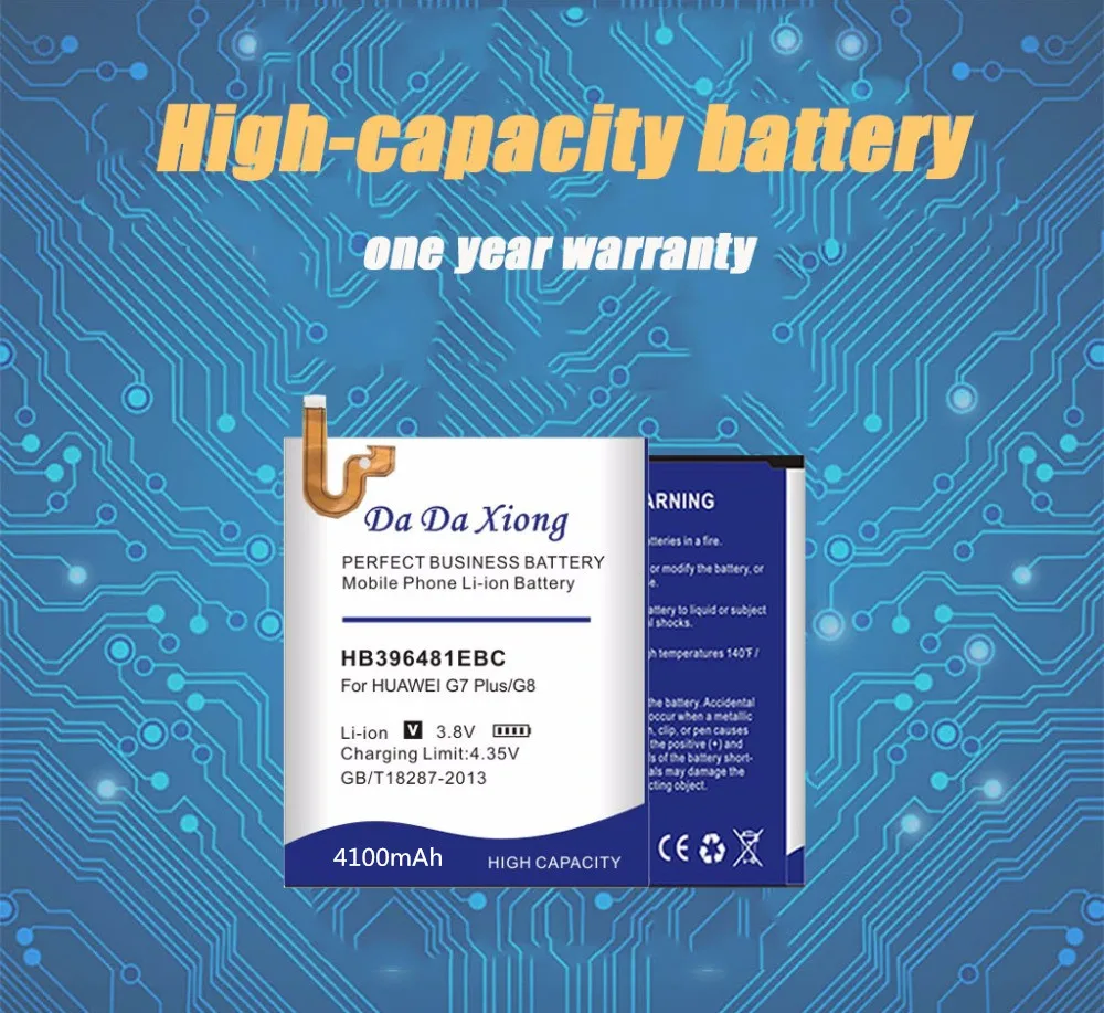 Da Da Xiong Original 4100mAh HB396481EBC Battery for Huawei Honor 5X for Huawei G7 Plus/ G8 /G8X Cell Phone Battery Da Da Xiong Original 4100mAh HB396481EBC Battery for Huawei Honor 5X for Huawei G7 Plus/ G8 /G8X Cell Phone Battery
