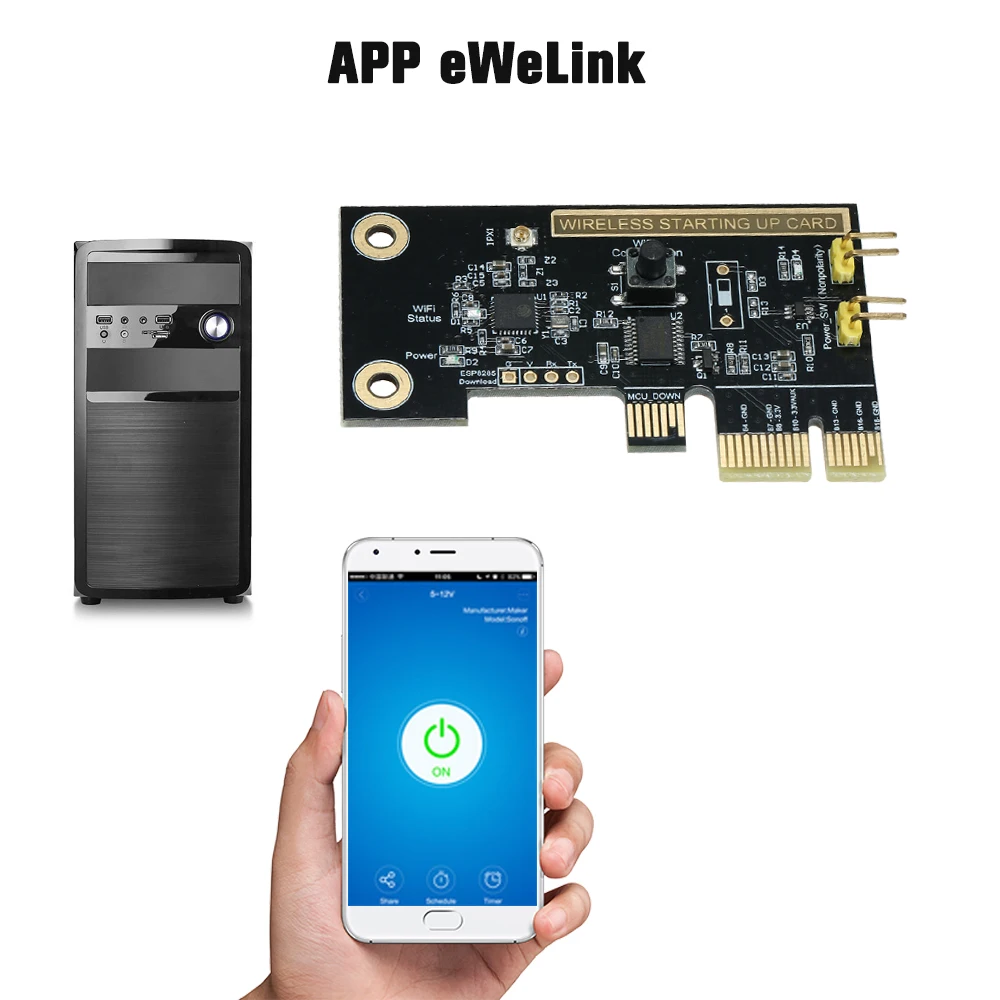 EWeLink мини PCI-e Настольный ПК Пульт дистанционного управления карта WiFi беспроводной умный переключатель релейный модуль перезапуск Переключатель включение/выключение