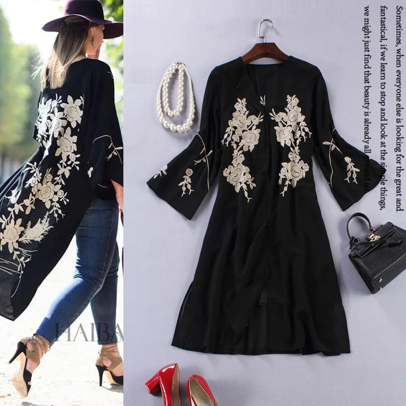 Buy Black embroidery trench coat women's 2015 spring