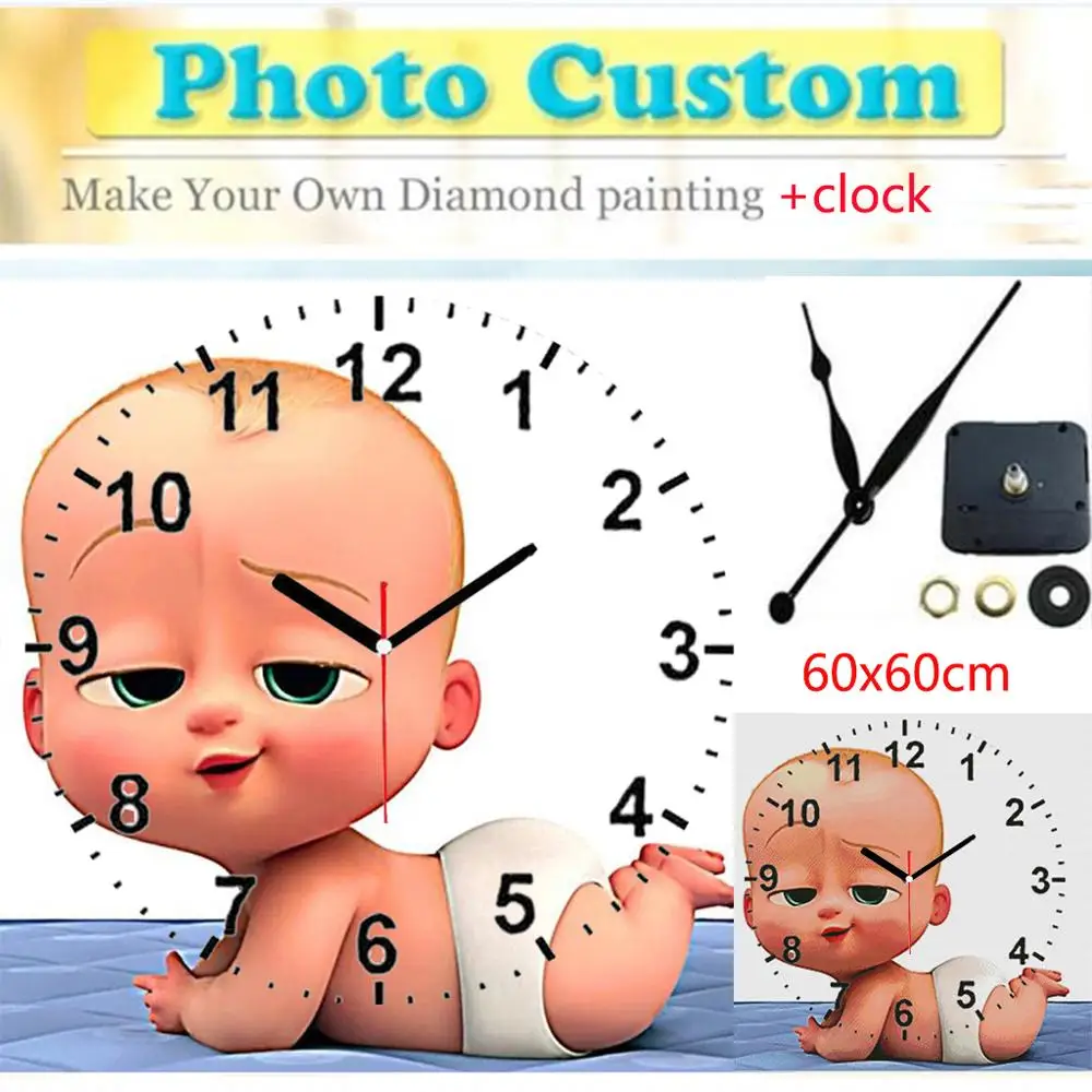 

Diy 5d diamond painting 5D clock Full Square/ Round Photo Diamond Painting accessories full square Custom Clock broderie diamant