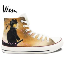 Wen Anime Hand Painted Shoes Design Custom Gintama High Top Canvas Sneakers Men Women’s Birthday Gifts