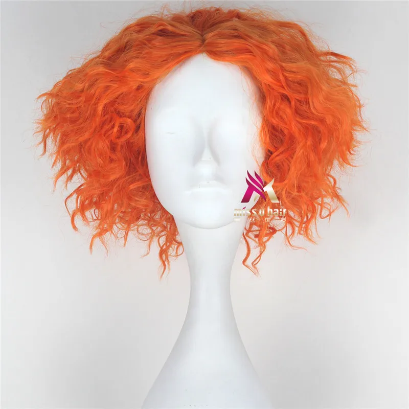 1 шт. Алиса в стране чудес 2 Косплей Mad Hatter/Tarrant Hightopp оранжевый парик короткие вьющиеся волосы ролевые игры Хэллоуин костюм реквизит
