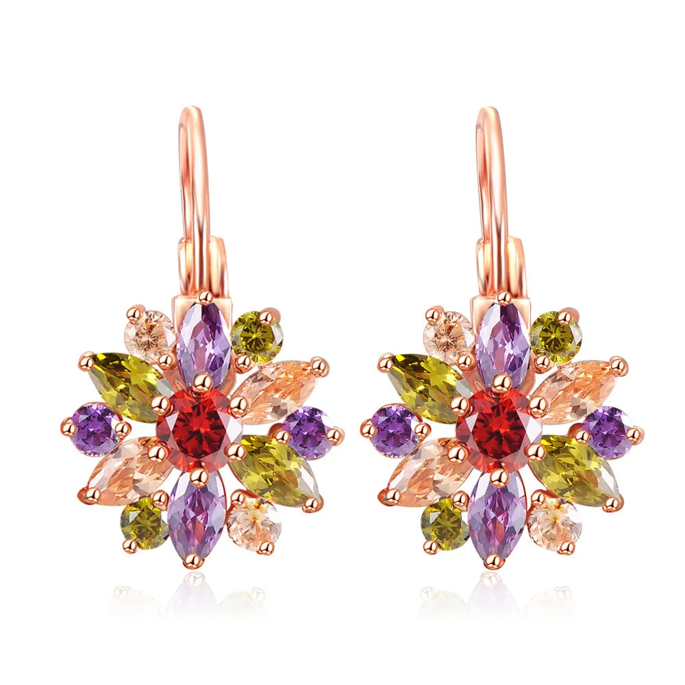 

1Pair Romantic Lovely Clear Stone Flower Shape Simple Drop Earrings Crystal Cubic Zirconia For Women Party Dangle Earing Jewelry