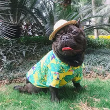 Летняя хлопковая гавайская рубашка для домашних животных, рубашка с короткими рукавами для щенков, одежда для собак