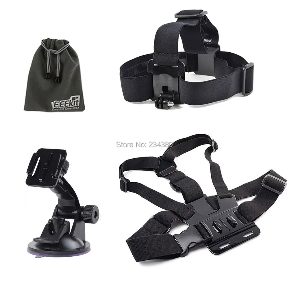 Gopro HD Hero 4 3+ 3 2 Head/Chest Belt Strap Mount+Car Suction Mount